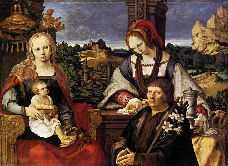 Lucas van Leyden Virgin and Child with Mary Magdalen and a donor.